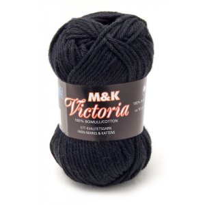 M&K Victoria garn - 50g - Svart (750) M&K Victoria garn - 50g - Svart (750)